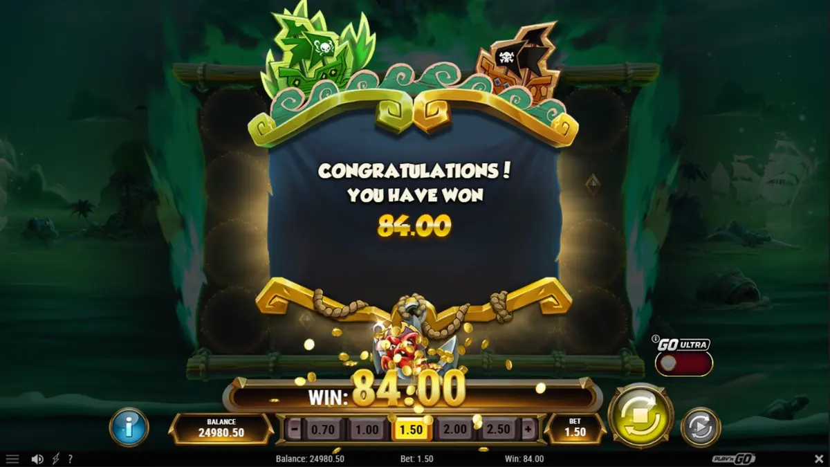 Tampilan visual slot Crabby’s Gold 2 dengan tema bajak laut dan harta karun